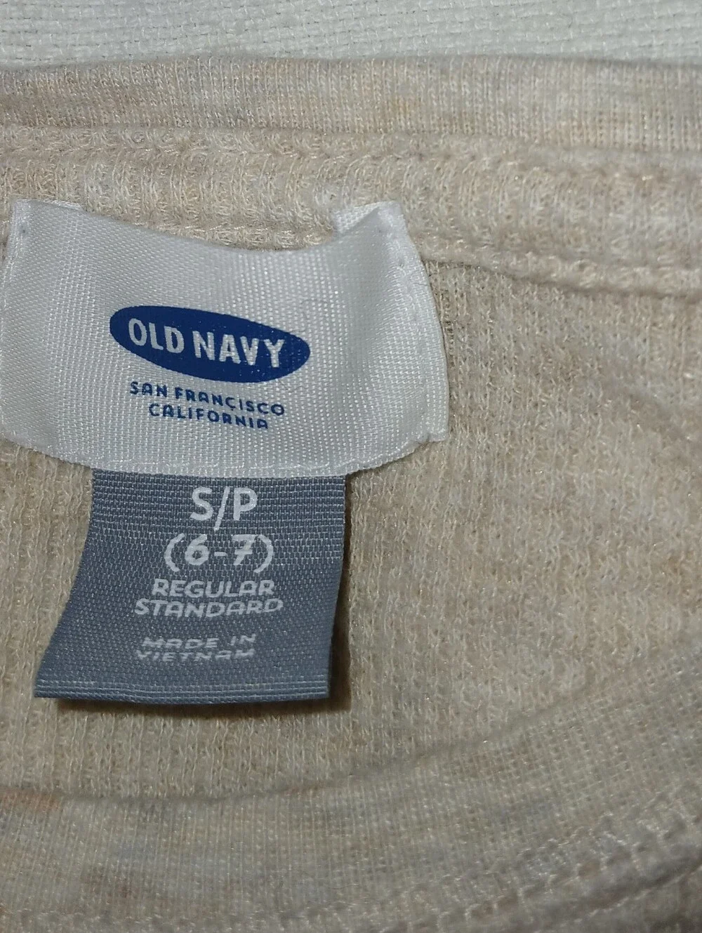 Pre-loved Girl's Old Navy Cream Long Sleeve Thermal Top with Gold Stars